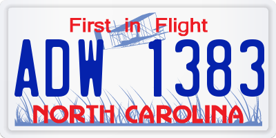 NC license plate ADW1383
