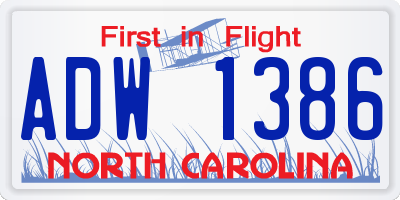 NC license plate ADW1386