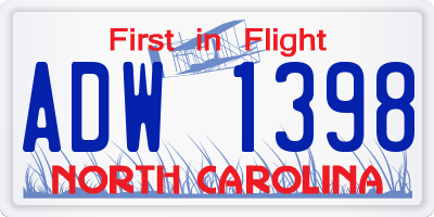 NC license plate ADW1398