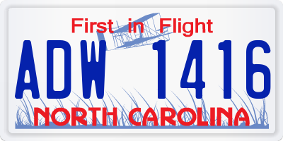 NC license plate ADW1416