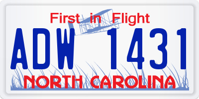 NC license plate ADW1431