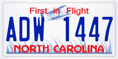 NC license plate ADW1447