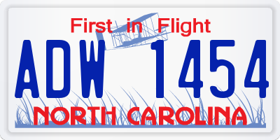 NC license plate ADW1454