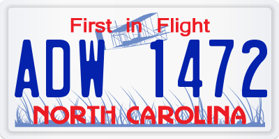 NC license plate ADW1472