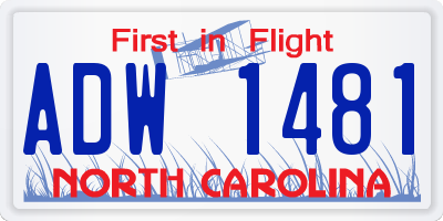 NC license plate ADW1481