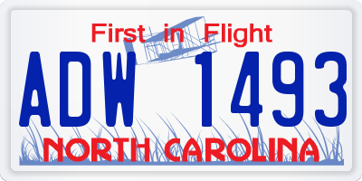 NC license plate ADW1493