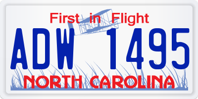 NC license plate ADW1495