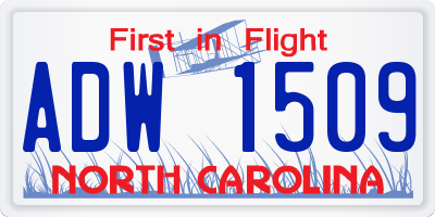 NC license plate ADW1509