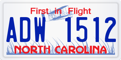 NC license plate ADW1512