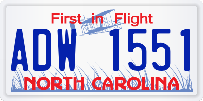 NC license plate ADW1551