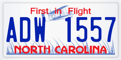 NC license plate ADW1557
