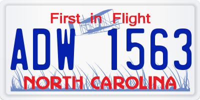 NC license plate ADW1563