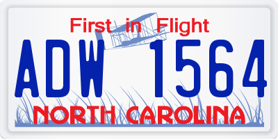 NC license plate ADW1564