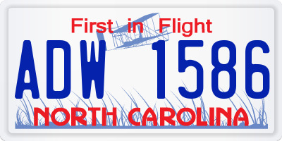 NC license plate ADW1586