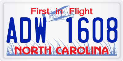 NC license plate ADW1608