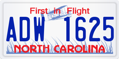 NC license plate ADW1625