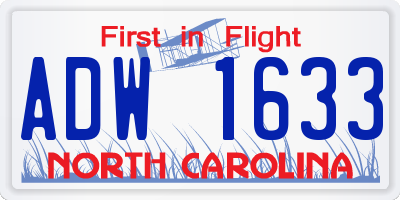 NC license plate ADW1633