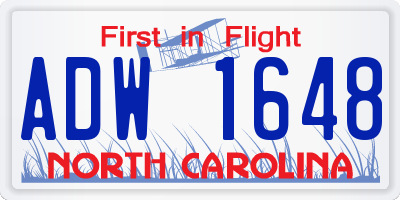 NC license plate ADW1648