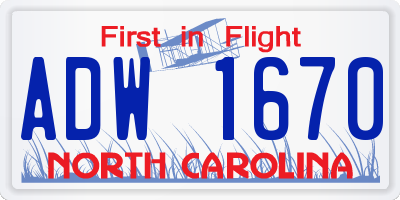 NC license plate ADW1670