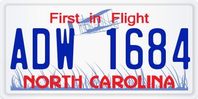 NC license plate ADW1684