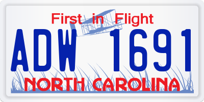 NC license plate ADW1691
