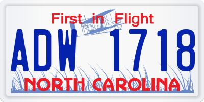 NC license plate ADW1718