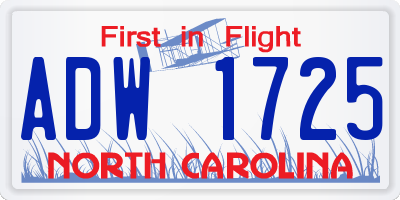 NC license plate ADW1725