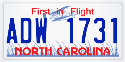 NC license plate ADW1731