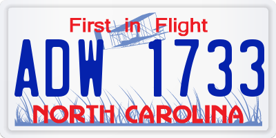 NC license plate ADW1733