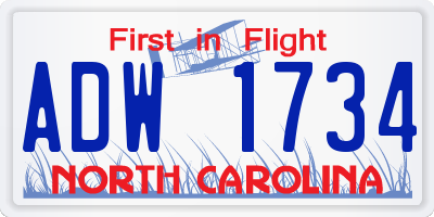 NC license plate ADW1734