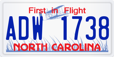 NC license plate ADW1738