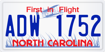 NC license plate ADW1752
