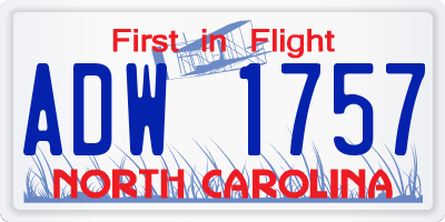 NC license plate ADW1757