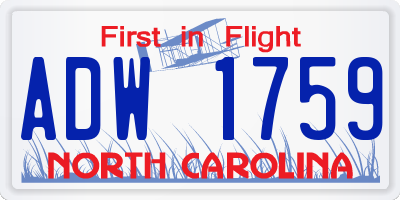 NC license plate ADW1759