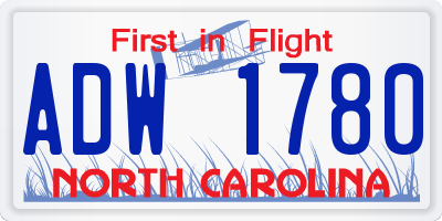 NC license plate ADW1780