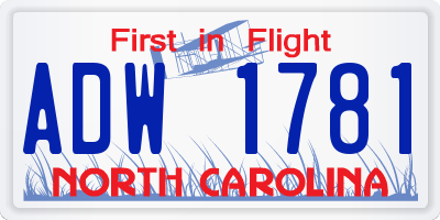 NC license plate ADW1781