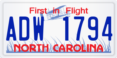 NC license plate ADW1794