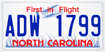 NC license plate ADW1799