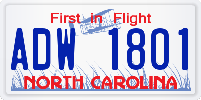 NC license plate ADW1801