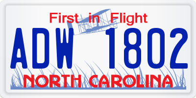 NC license plate ADW1802