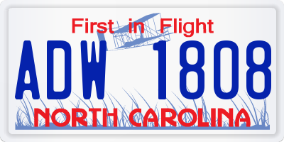 NC license plate ADW1808