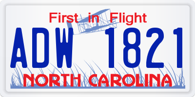 NC license plate ADW1821