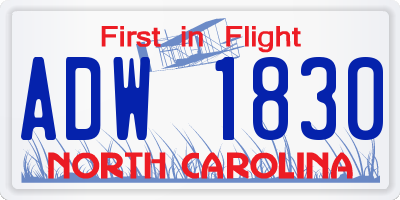 NC license plate ADW1830