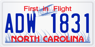 NC license plate ADW1831