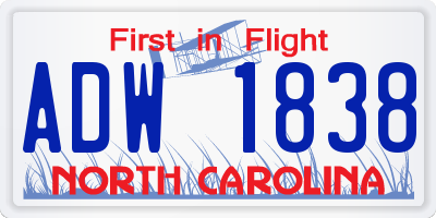 NC license plate ADW1838