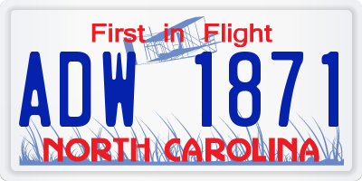 NC license plate ADW1871