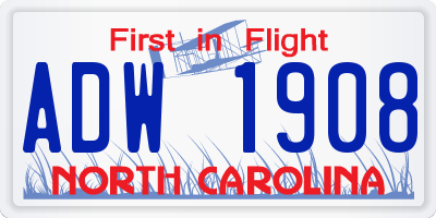 NC license plate ADW1908