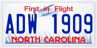NC license plate ADW1909