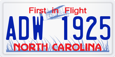 NC license plate ADW1925