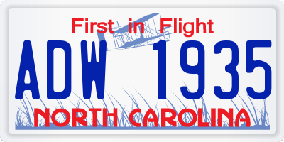 NC license plate ADW1935